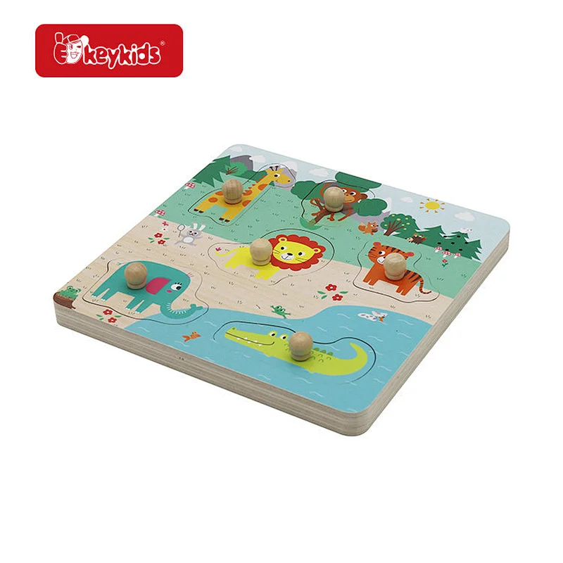 Customize Baby Farm Toy Wooden Peg Puzzle With Sound W14M339