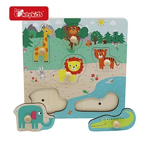 Customize Baby Farm Toy Wooden Peg Puzzle With Sound W14M339