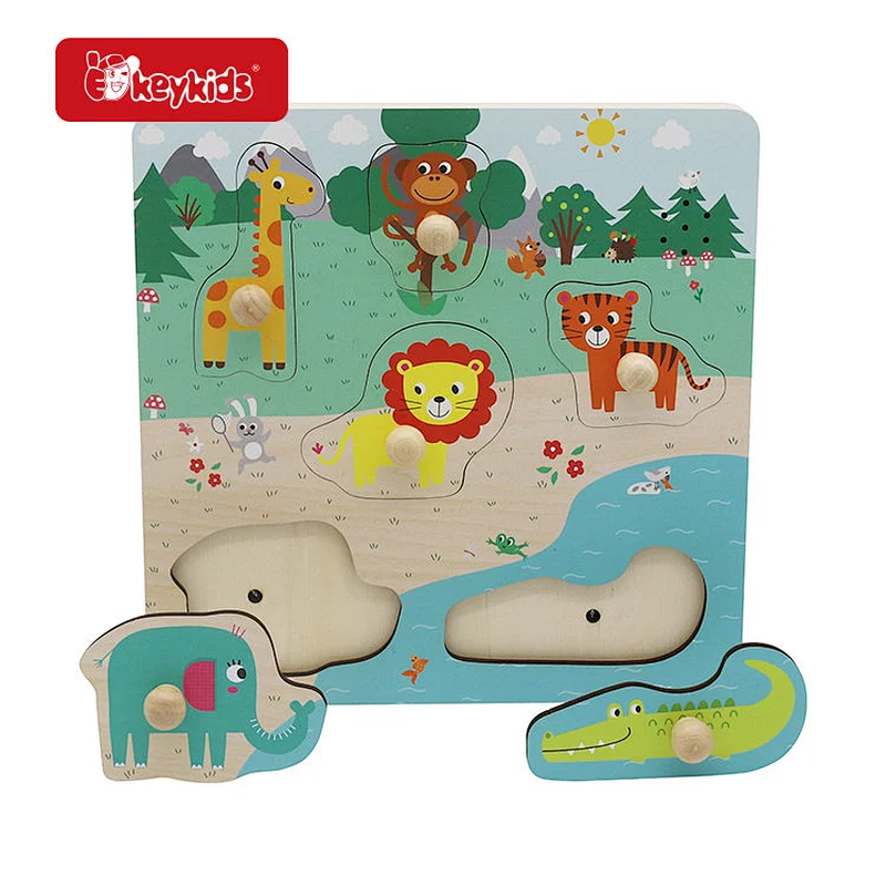 Customize Baby Farm Toy Wooden Peg Puzzle With Sound W14M339