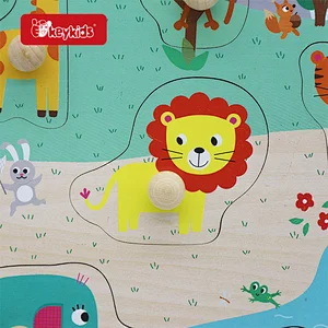 Customize Baby Farm Toy Wooden Peg Puzzle With Sound W14M339