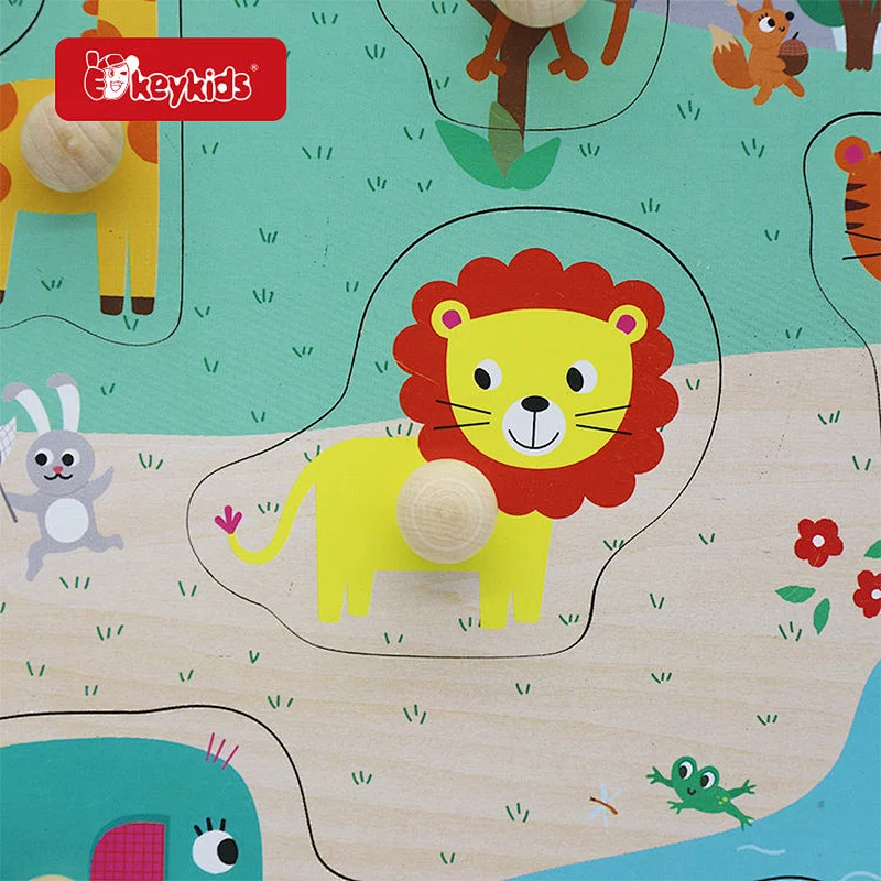 Customize Baby Farm Toy Wooden Peg Puzzle With Sound W14M339